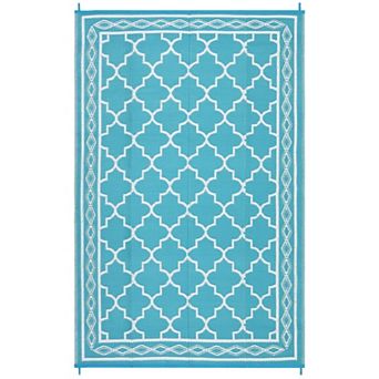 Rectangular Beach Front Porches Patio Picnic RV Camping Garage Rhomb Border Modern Moroccan Area Rug