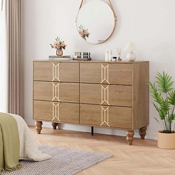 6 Drawers Dresser for Bedroom, Modern Wooden Dresser with Deep Drawers, Chest of Drawers