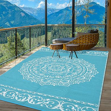 Waterproof Durable Indoor Outdoor RV Mat, Reversible Plastic Straw Patio Rug
