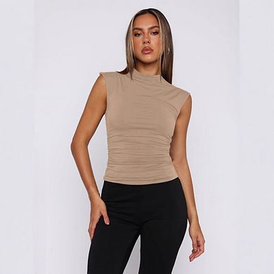 Womens Casual Sleeveless Slim Fit Solid Color Turtleneck Vest Slim Fit Stretch Ribbed Basic Vest