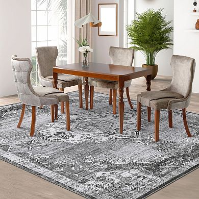 Washable Floor Cover Traditional Soft Thin Accent Rug Vintage Low Pile Distressed Indoor Carpet