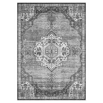 Washable Floor Cover Traditional Soft Thin Accent Rug Vintage Low Pile Distressed Indoor Carpet
