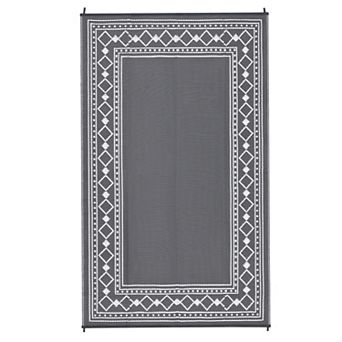 Plastic Rectangular Beach Front Porches Patio Picnic RV Camping Garage Rhombus Geometric Area Rug