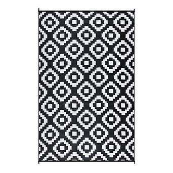 Plastic Straw Area Rug, Geometric RV Mat for Patio Porch Balcony Backyard Beach Camping Picnic Deck