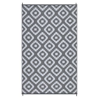 Plastic Straw Area Rug, Geometric RV Mat for Patio Porch Balcony Backyard Beach Camping Picnic Deck
