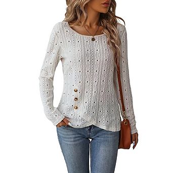 Women's Vintage Floral Boho Puff Sleeve Blouse V-Neck Button Down Embroidered Shirts