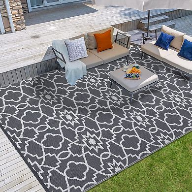 Rectangular Beach Front Porches Patio Picnic RV Camping Garage Flower Geometry Modern Area Rug