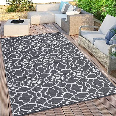 Rectangular Beach Front Porches Patio Picnic RV Camping Garage Flower Geometry Modern Area Rug