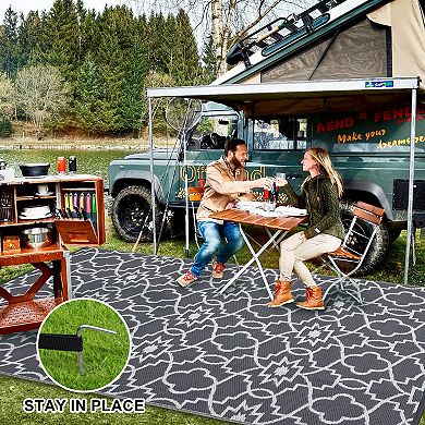 Rectangular Beach Front Porches Patio Picnic RV Camping Garage Flower Geometry Modern Area Rug