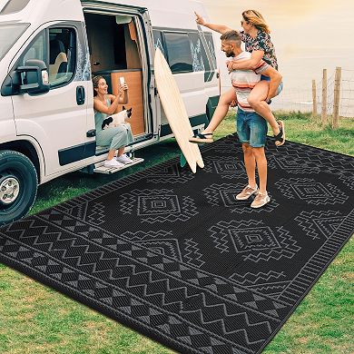 Plastic Rectangular Beach Front Porches Patio Picnic RV Camping Garage Outdoor Bohemia Area Rug