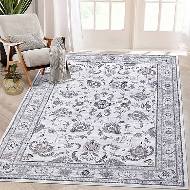 Polyester Printed Persian Medallion Washable Floral Hallway Runner Rug