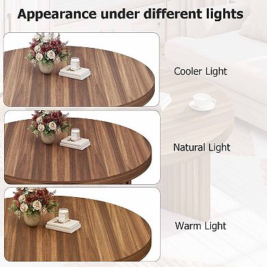 Round Coffee Table, 33.5" Coffee Table for Living Room, Wood Center Table, Small Space