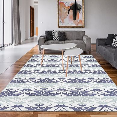 Rectangular Hallway Bathroom Entryway Kitchen Office Foldable Geometric Printed Washable Area Rug