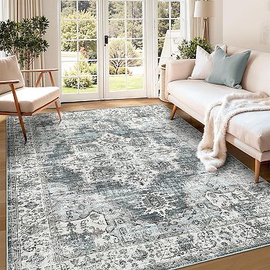 Modern Abstract Living Room Rug Non Slip Thin Washable Soft Low Pile Carpet Indoor Decorative Mat