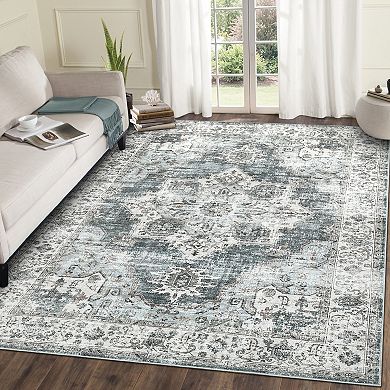 Modern Abstract Living Room Rug Non Slip Thin Washable Soft Low Pile Carpet Indoor Decorative Mat