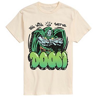 Men's Doctor Doom All Will Serve Doom Retro Graffiti Graphic Tee