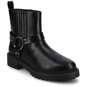 Journee Kalistah Women's Moto Slip-On Lug Sole Ankle Boots
