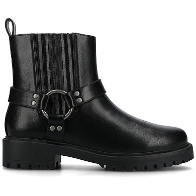 Journee Kalistah Women's Moto Slip-On Lug Sole Ankle Boots