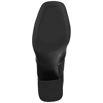 Journee Maeve Women's Stretch Square Toe Stacked Heel Ankle Boots