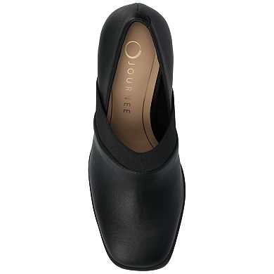 Journee Maeve Women's Stretch Square Toe Stacked Heel Ankle Boots