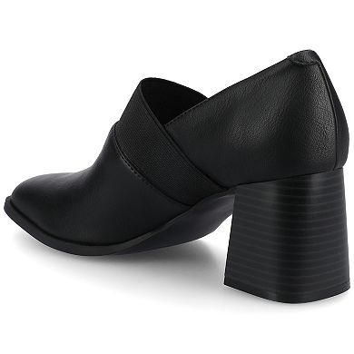 Journee Maeve Women's Stretch Square Toe Stacked Heel Ankle Boots