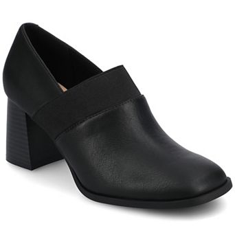 Journee Maeve Women's Stretch Square Toe Stacked Heel Ankle Boots