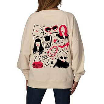 Women's The Devil Wears Prada Icon Grid Oversized Fleece Crew Sweatshirt