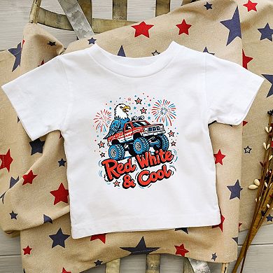 Red, White & Cool Truck Eagle - Toddler Short Sleeve Graphic T-Shirt