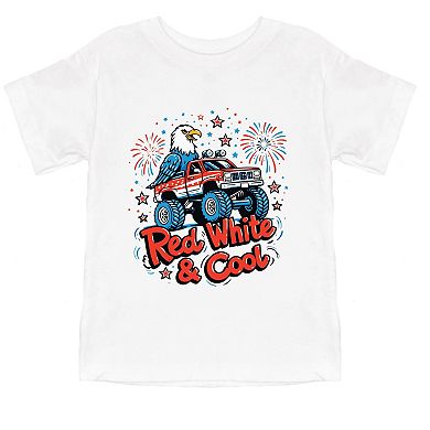 Red, White & Cool Truck Eagle - Toddler Short Sleeve Graphic T-Shirt
