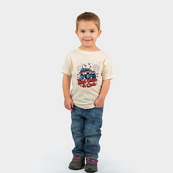 Red, White & Cool Truck Eagle - Toddler Short Sleeve Graphic T-Shirt