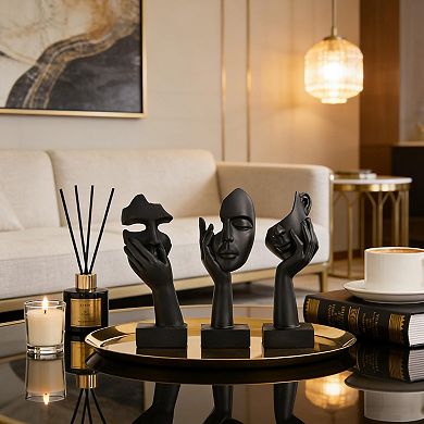 Abstract Thinker Statues: Decorate Home, Office, or Shelf - Set of 3 (5.98" - 6.57" H, 2.1" W)