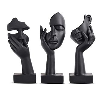 Abstract Thinker Statues: Decorate Home, Office, or Shelf - Set of 3 (5.98" - 6.57" H, 2.1" W)