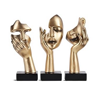 Abstract Thinker Statues: Decorate Home, Office, or Shelf - Set of 3 (5.98" - 6.57" H, 2.1" W)