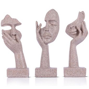 Abstract Thinker Statues: Decorate Home, Office, or Shelf - Set of 3 (5.98" - 6.57" H, 2.1" W)