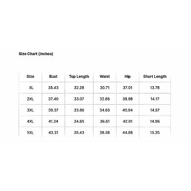 Two Piece Swim Dress Set Plus Size Solid Black Tie Front Skirted Swimsuit with Built-In Shorts