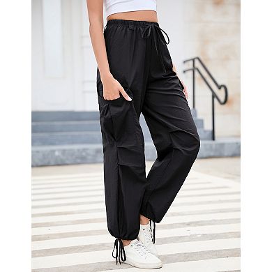 Women's Cargo Pants with Drawstring Waist, Multi-Pocket Design, Adjustable Ankle Ties
