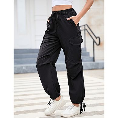 Women's Cargo Pants with Drawstring Waist, Multi-Pocket Design, Adjustable Ankle Ties