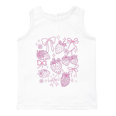 Coquette Strawberries Outlined - Toddler Graphic Tank