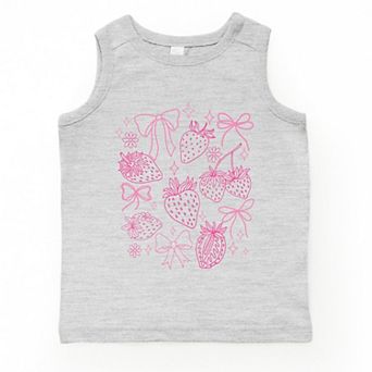 Coquette Strawberries Outlined - Toddler Graphic Tank