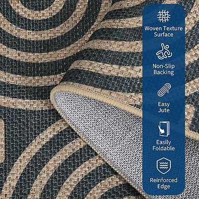 Abstract Area Rug Non Slip Foldable Ultra Thin Pet Friendly Vacuum Clean Floor Cover for Bedroom