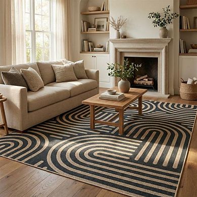 Abstract Area Rug Non Slip Foldable Ultra Thin Pet Friendly Vacuum Clean Floor Cover for Bedroom