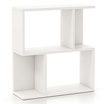 Costway 3 tier Bookshelf Geometric Bookcase Side Table with Open Storage Display Shelf
