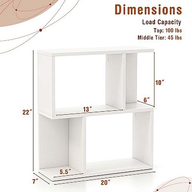 Costway 3-Tier Bookshelf Geometric Bookcase Side Table with Open Storage Display Shelf