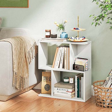 Costway 3-Tier Bookshelf Geometric Bookcase Side Table with Open Storage Display Shelf