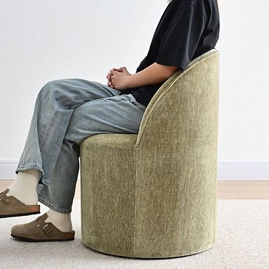 Modern Chenille Barrel Dining Chair with Casters