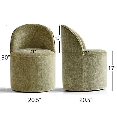 Modern Chenille Barrel Dining Chair with Casters