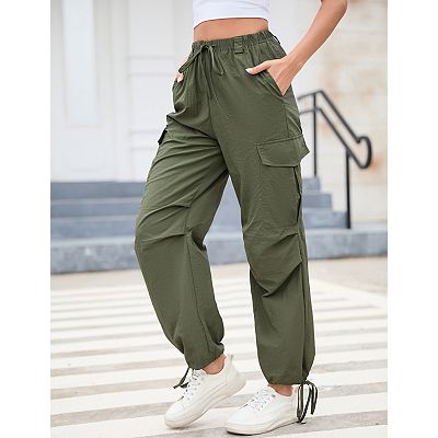Women's Casual Cargo Pants with Drawstring Waist, Multi-Pocket