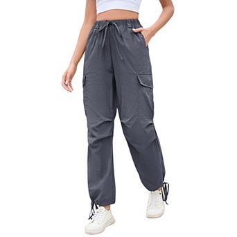 Women's Casual Cargo Pants with Drawstring Waist, Multi-Pocket Design, Adjustable Ankle Ties