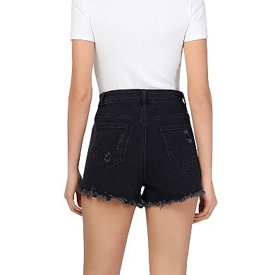 Jean Shorts Womens High Waisted Stretchy Ripped Denim Shorts Distressed