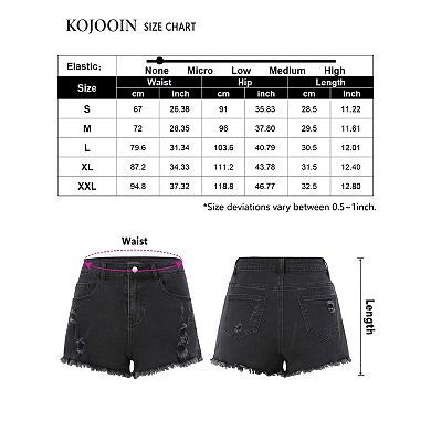 Jean Shorts Womens High Waisted Stretchy Ripped Denim Shorts Distressed